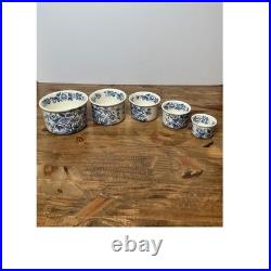 Vtg Wedgwood Windermere Graduated Nesting Bowls Set 5 Blue White Floral Ironston