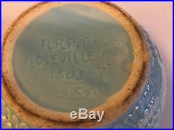 Vtg antique ROSEVILLE 5 NESTING BOWL SET lot R. R. P. Co Ohio art pottery 1503