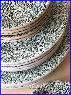 WALLACE CHINA LA 15p Vintage Dinnerware Plates Bowls RARE Green Floral RETRO VTG