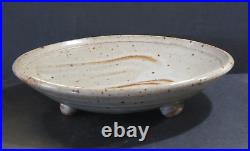 Warren Mackenzie Vintage Large Footed Bowl With Finger Swipes, Marked, Pvt. Coll