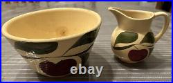 Watt Pottery Vintage 3 Leaf Apple Design Lot Some Cracks Discoloration Not Perfe