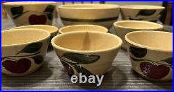 Watt Pottery Vintage 3 Leaf Apple Design Lot Some Cracks Discoloration Not Perfe