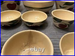 Watt Pottery Vintage 3 Leaf Apple Design Lot Some Cracks Discoloration Not Perfe