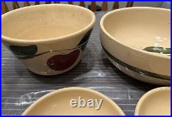 Watt Pottery Vintage 3 Leaf Apple Design Lot Some Cracks Discoloration Not Perfe