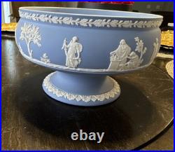 Wedgewood England Blue Jasperware Pedestal Bowl