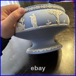Wedgewood England Blue Jasperware Pedestal Bowl