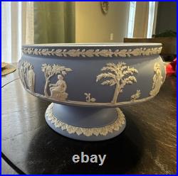 Wedgewood England Blue Jasperware Pedestal Bowl