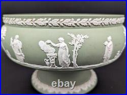 Wedgwood Green Jasperware Sacrifice Pedestal Bowl