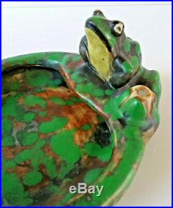 Weller Art Pottery Coppertone Frog & Lily Pad Bowl Pin Dish Vintage Art Deco