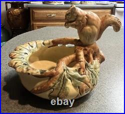 Weller Pottery Woodcraft Bowl With Figural Squirrel