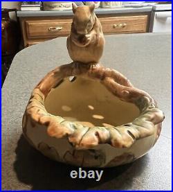 Weller Pottery Woodcraft Bowl With Figural Squirrel