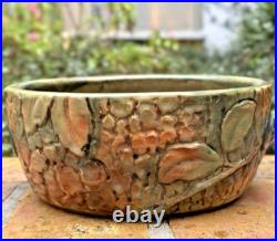 Weller Pottery Woodcraft Bowl With Large Plums & Leaves. Signed & Mint