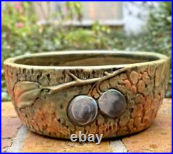 Weller Pottery Woodcraft Bowl With Large Plums & Leaves. Signed & Mint
