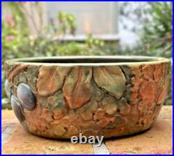 Weller Pottery Woodcraft Bowl With Large Plums & Leaves. Signed & Mint