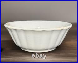 White Ironstone Bowl Late Meakin Fluted Edge Ladyfinger 10 Inch Wartime Stamp