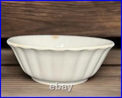 White Ironstone Bowl Late Meakin Fluted Edge Ladyfinger 10 Inch Wartime Stamp