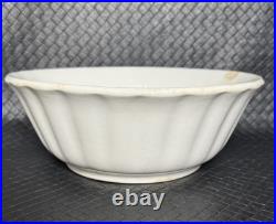 White Ironstone Bowl Late Meakin Fluted Edge Ladyfinger 10 Inch Wartime Stamp