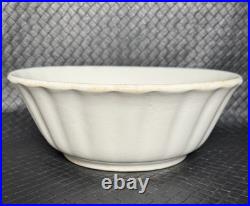 White Ironstone Bowl Late Meakin Fluted Edge Ladyfinger 10 Inch Wartime Stamp