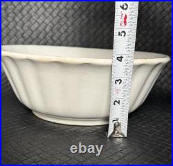 White Ironstone Bowl Late Meakin Fluted Edge Ladyfinger 10 Inch Wartime Stamp