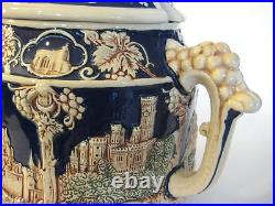 Wick-Werke, WW Germany Stoneware Stein Grape Pottery Punch Bowl Jar Canister