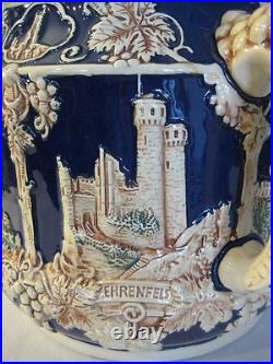 Wick-Werke, WW Germany Stoneware Stein Grape Pottery Punch Bowl Jar Canister