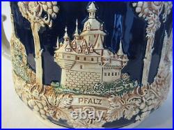 Wick-Werke, WW Germany Stoneware Stein Grape Pottery Punch Bowl Jar Canister