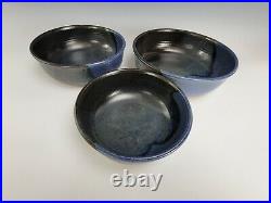 Wild River Studio Pottery Serving Bowl Set Herb Roth Blue & Gray Set of 3