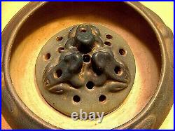 Wonderful Vintage Matt Blue Van Briggle Bowl (Moth Pattern) & Flower Frog