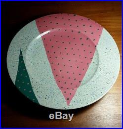 XXL vtg Masuo Ojima Glazed Studio Art Pottery bowl platter postmodern geometric