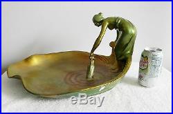 Zsolnay eosin vintage LARGE centerpiece woman and water jug -1900