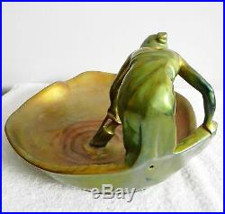 Zsolnay eosin vintage LARGE centerpiece woman and water jug -1900